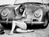 Car girl and Porsche 356 cabriolet