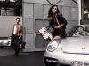 Car girl and Porsche 911 silver