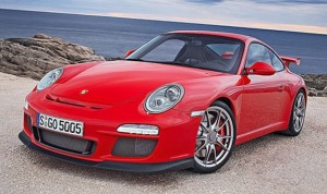 2010 red Porsche 911 GT3 Front angle view